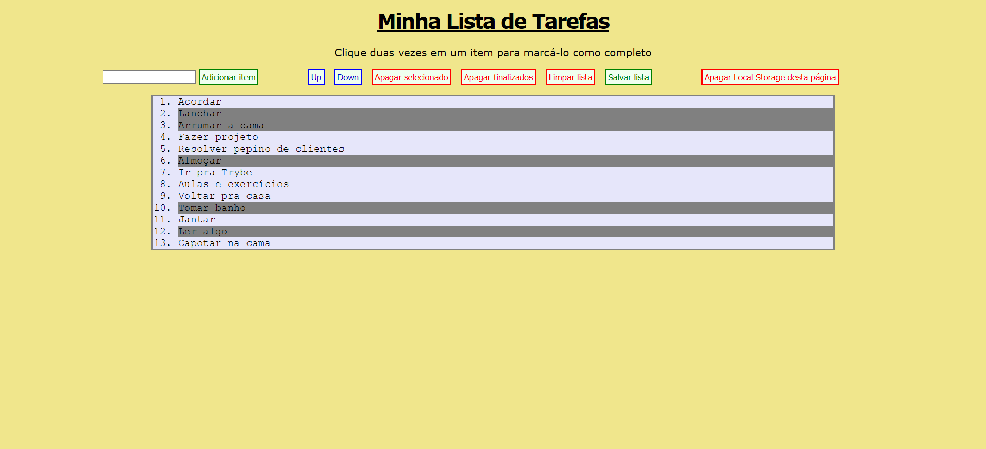 tela lista de tarefas
