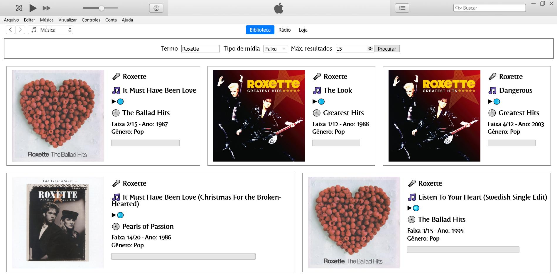 Buscador de músicas no iTunes